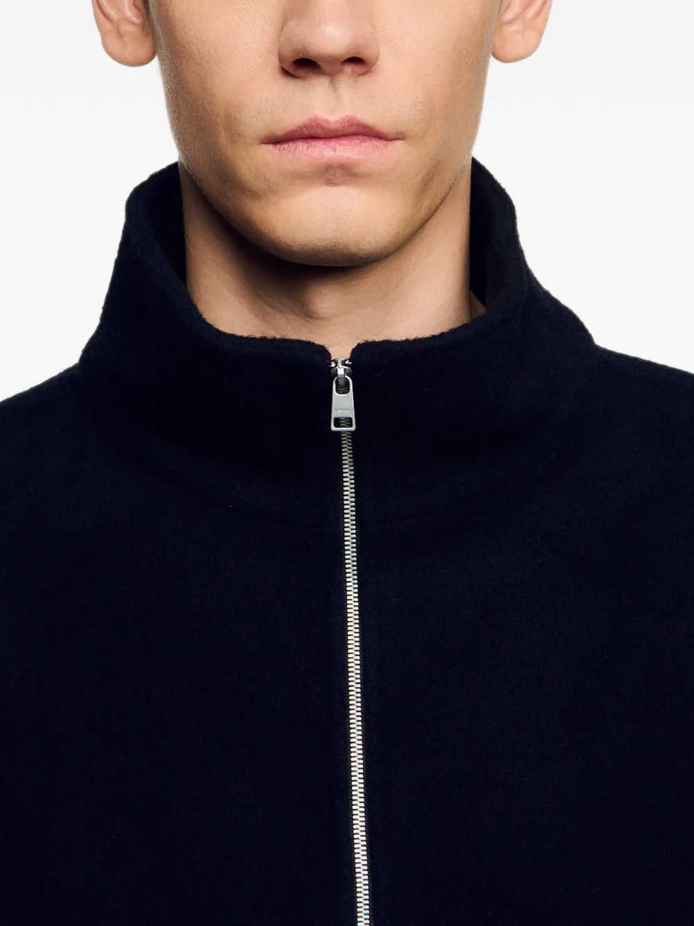 SANDRO zipped standing collar sweatshirt Zwart
