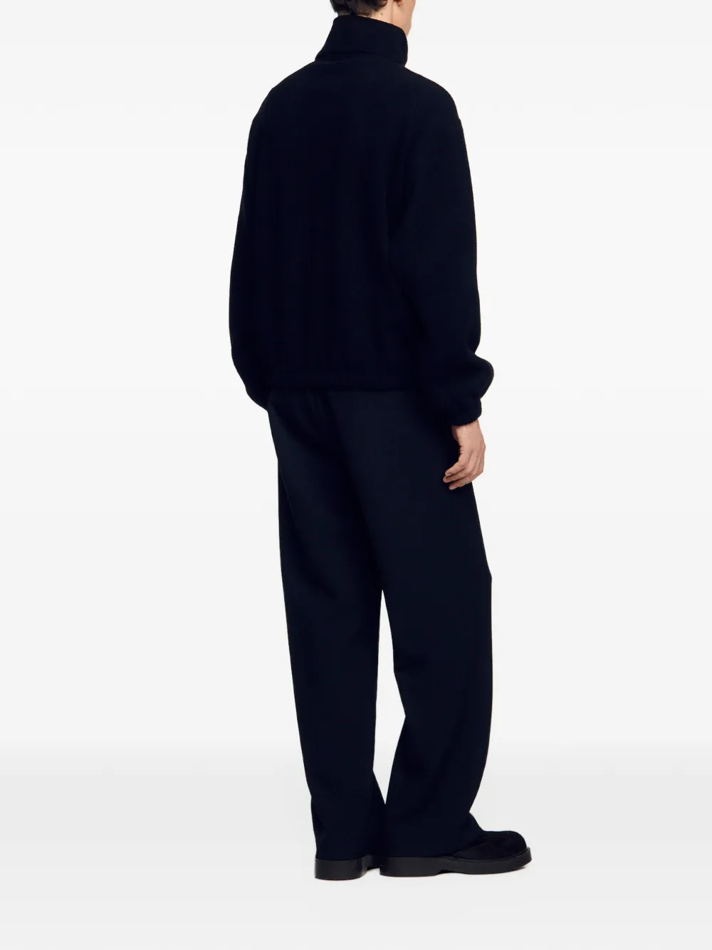 SANDRO zipped standing collar sweatshirt Zwart