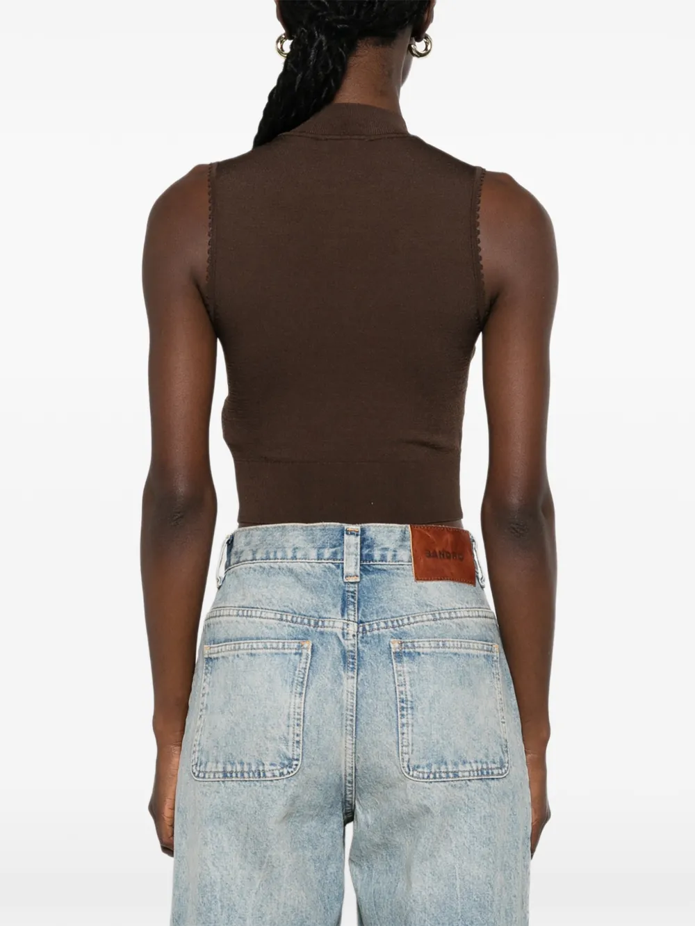 SANDRO Tanktop met col Bruin