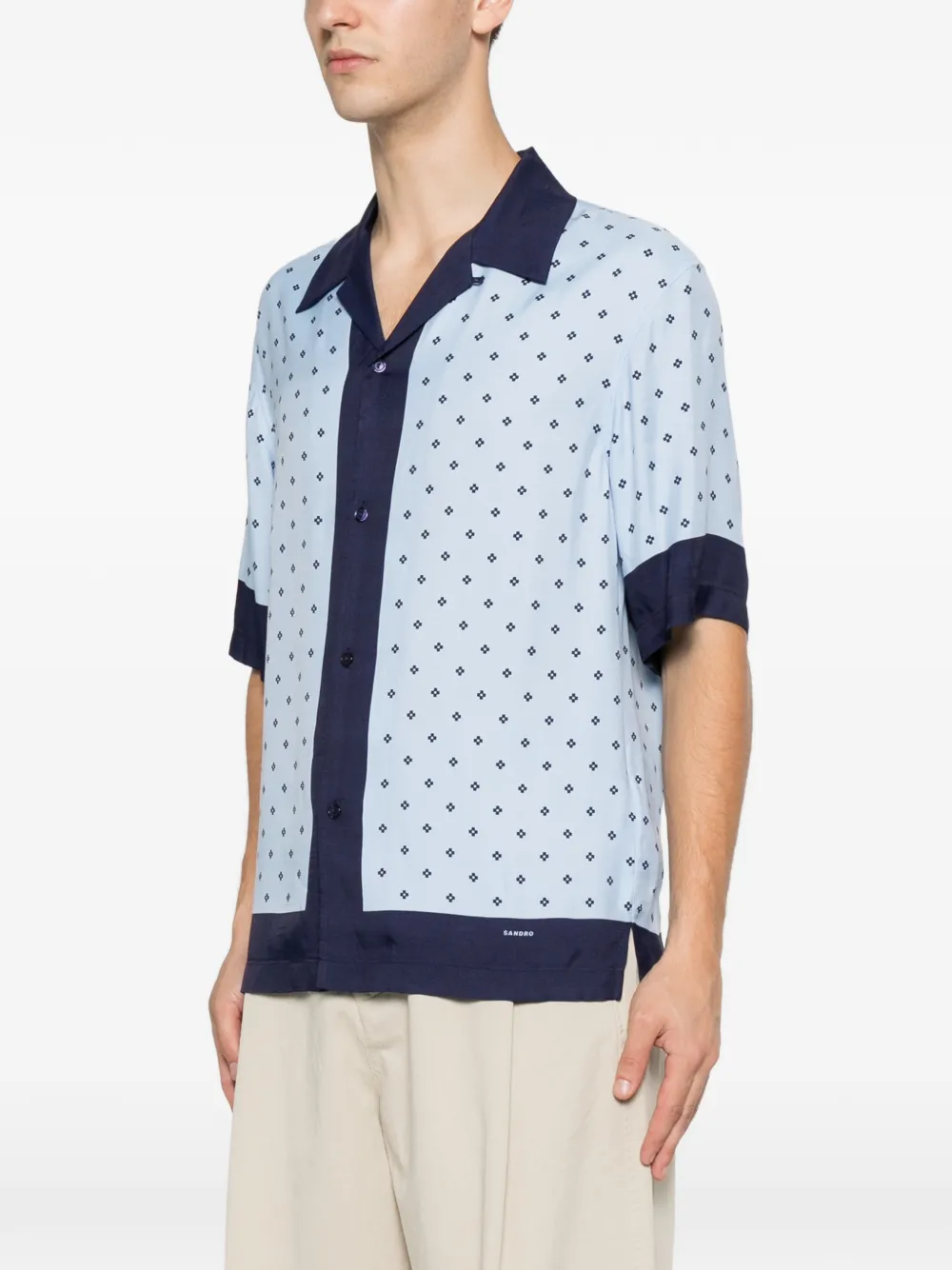 SANDRO Overhemd met monogram-print Blauw