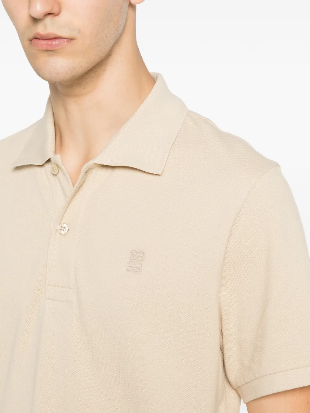 SANDRO Poloshirt met monogrampatch Beige