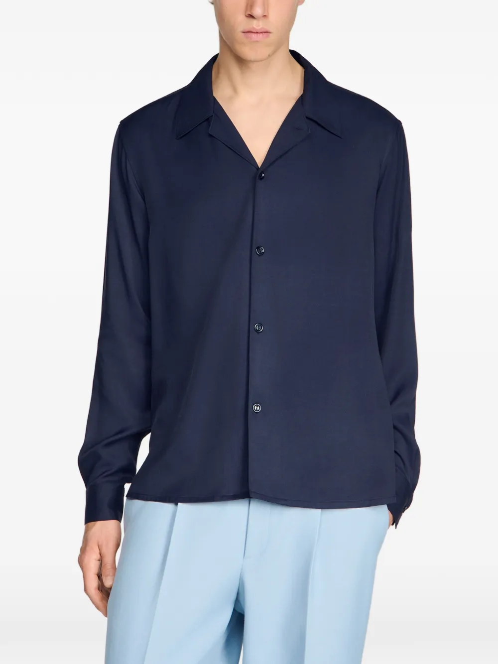 SANDRO Overhemd met haaienkraag en lange mouwen Blauw