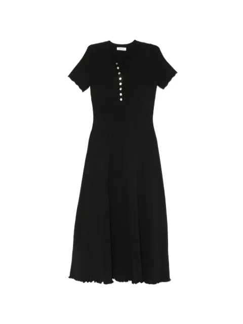 SANDRO buttoned ribbed-knit midi dress
