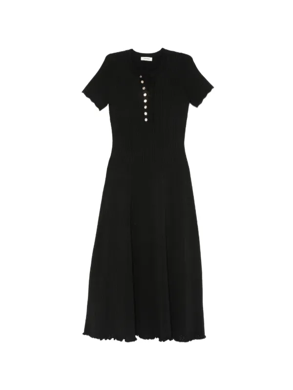 sandro knitted black dress Sandro Long knitted midi dress