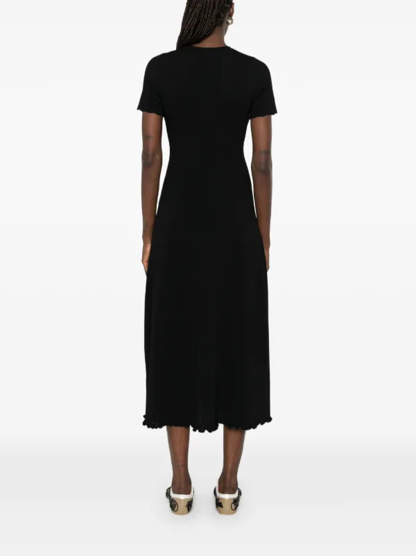 elasticated knit dress sandro Fringed stretch-knit midi dress - black