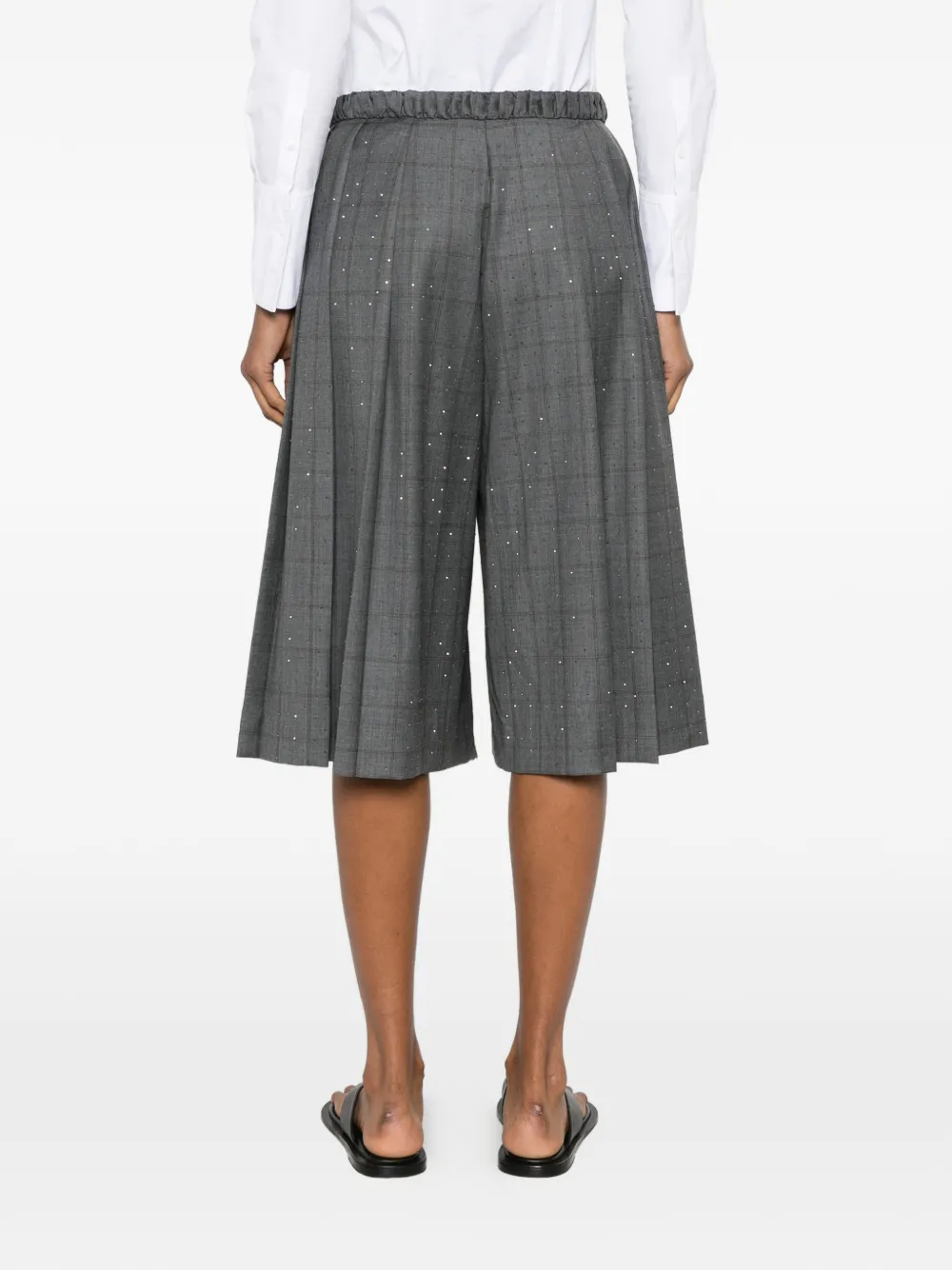 SANDRO Geruite wollen shorts Grijs