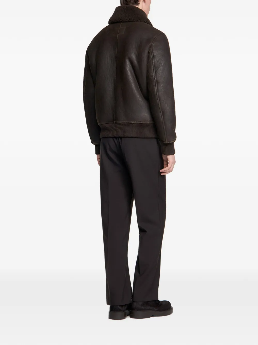 SANDRO shearling wing-collar jacket Bruin