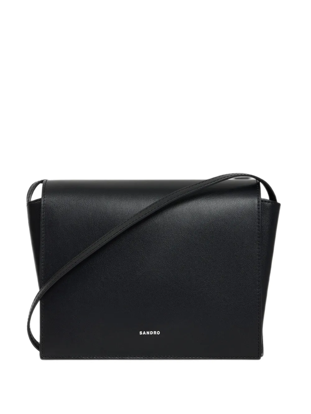 SANDRO Small leather bag with logo - Nero