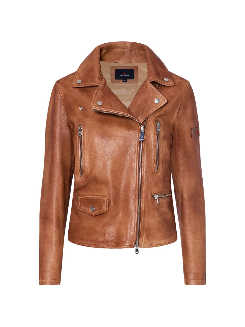 Peuterey leather biker jacket - Braun
