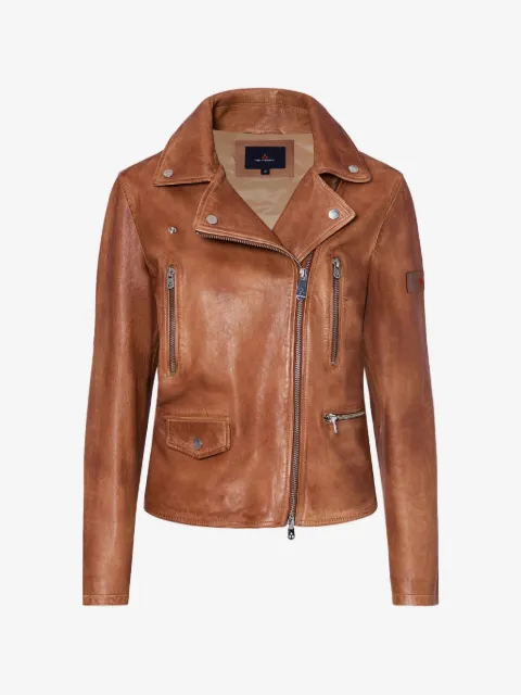 Peuterey asymmetric-zip leather jacket