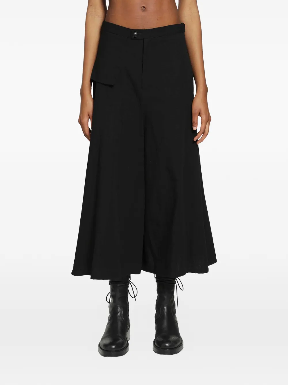 Yohji Yamamoto flap-detail flared trousers - Schwarz
