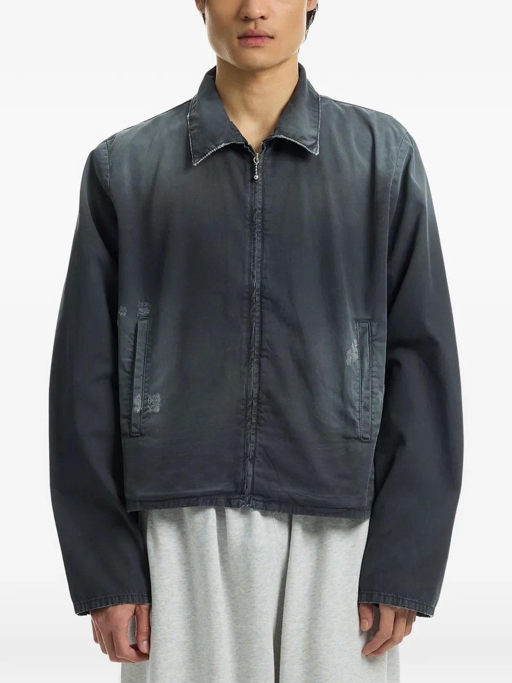 Stockholm Surfboard Club distressed logo-print jacket - Grigio