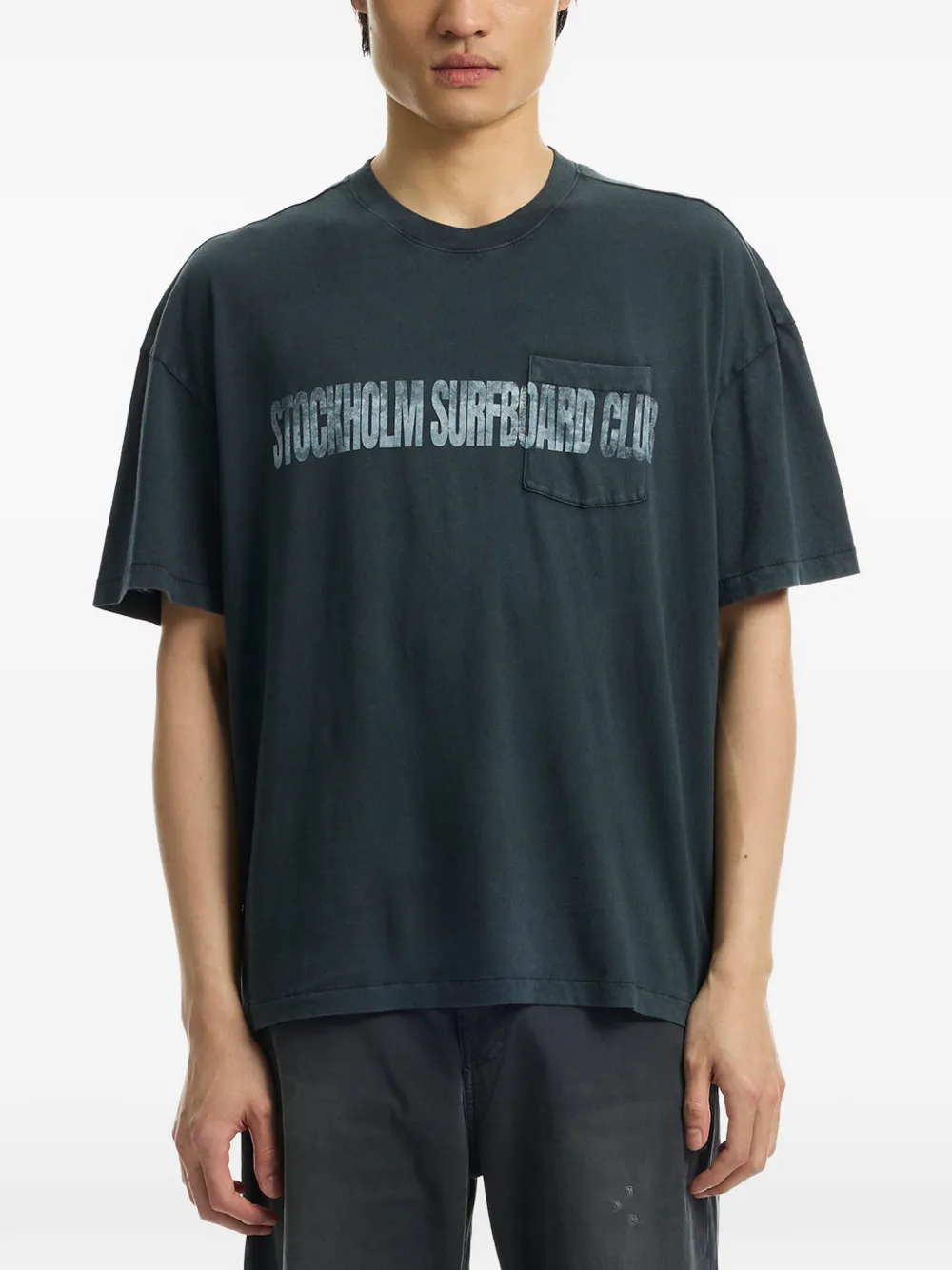 Stockholm Surfboard Club logo-print pocket T-shirt - Nero