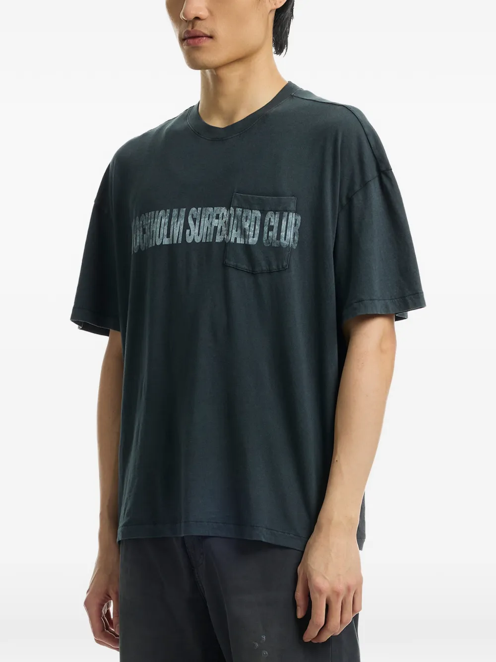 Stockholm Surfboard Club logo-print Pocket T-shirt | Black | FARFETCH