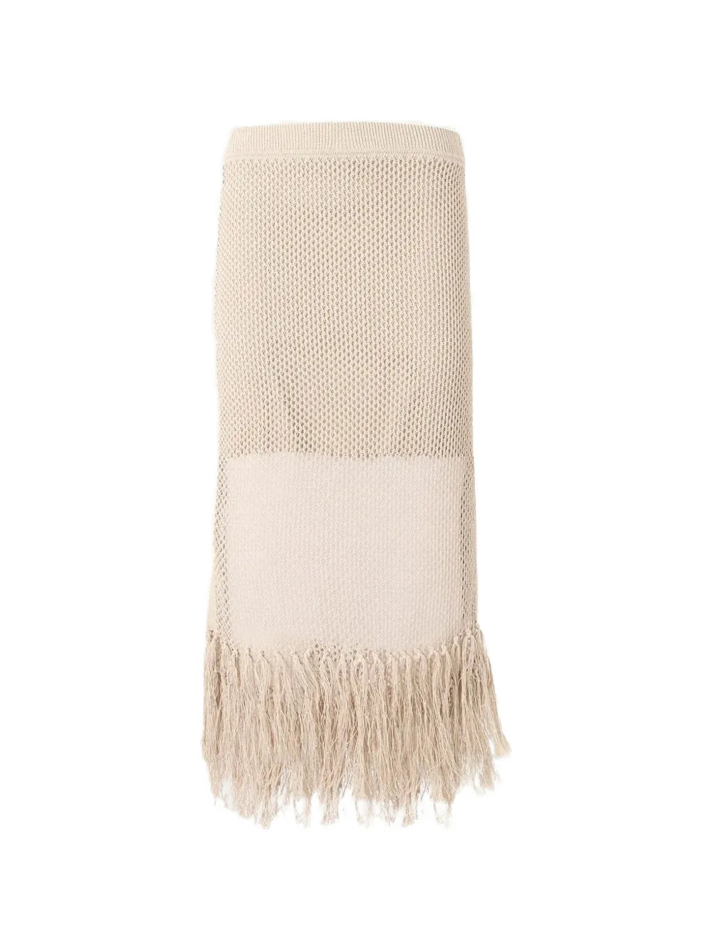 Karl Lagerfeld crochet-knit fringe-trimmed midi skirt - Toni neutri