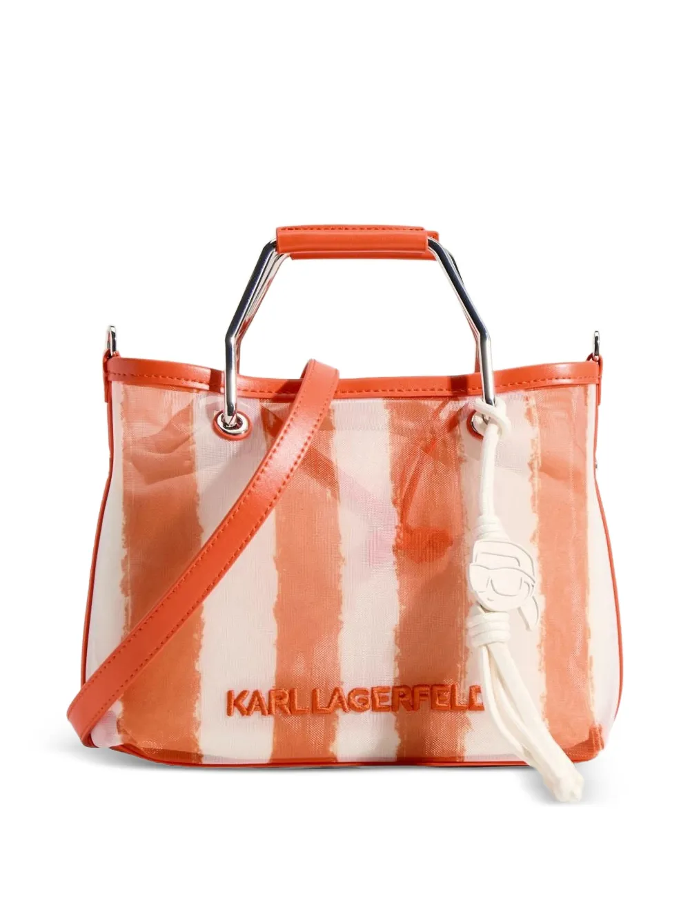 Karl Lagerfeld Ikon striped mesh tote bag - Arancione