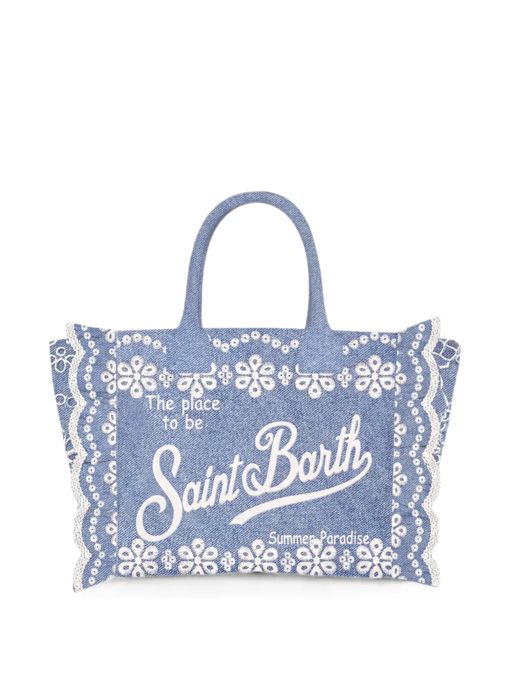 MC2 Saint Barth Colette Volant shopper met borduurwerk Blauw