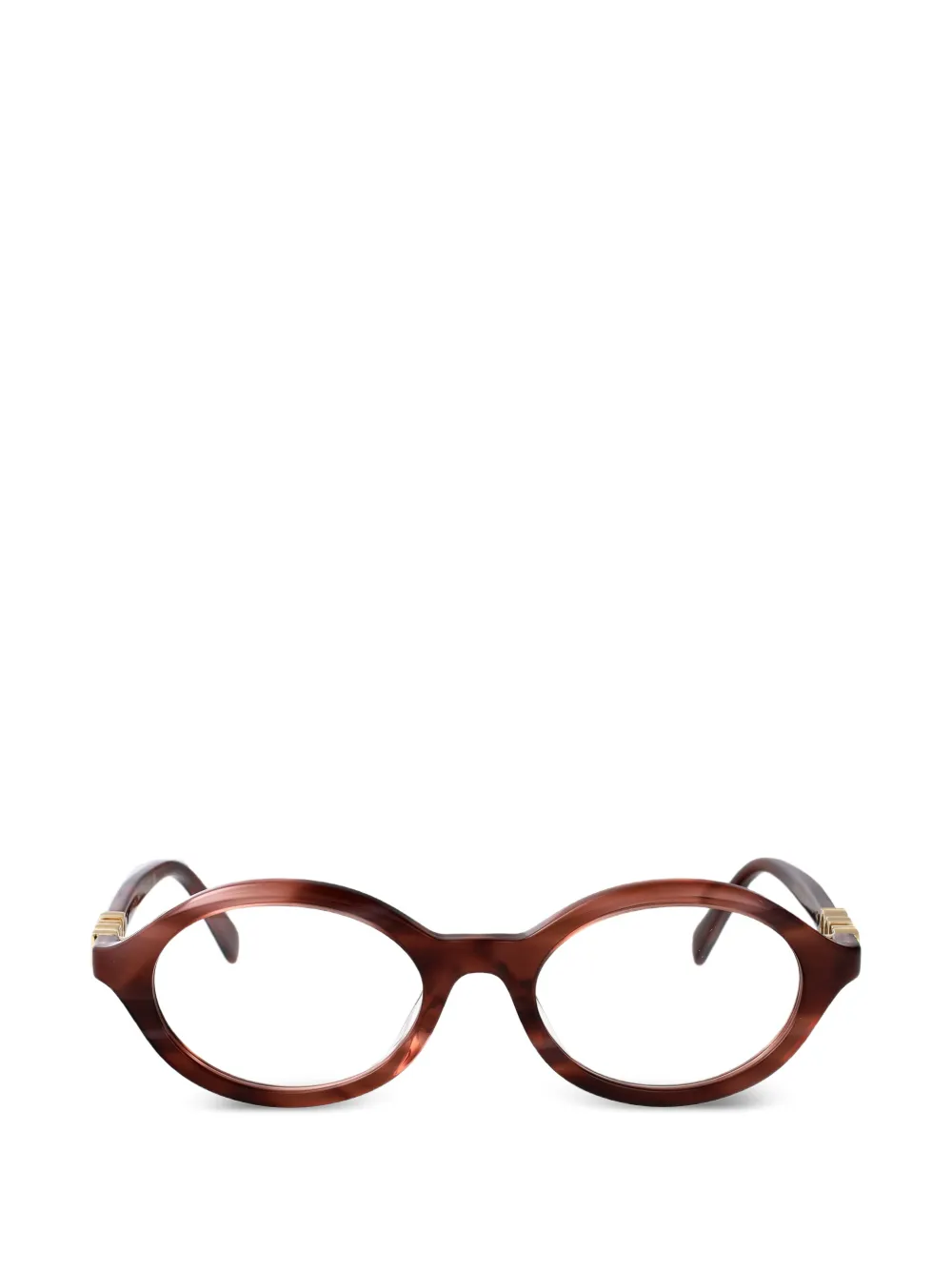 Gucci Eyewear logo-plaque round-frame glasses - Marrone