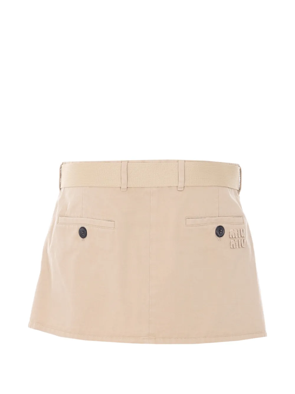 Miu Mini-plooirok met ceintuur Beige