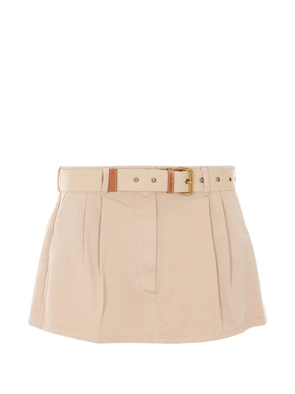 Miu Miu belted pleated mini skirt - Toni neutri