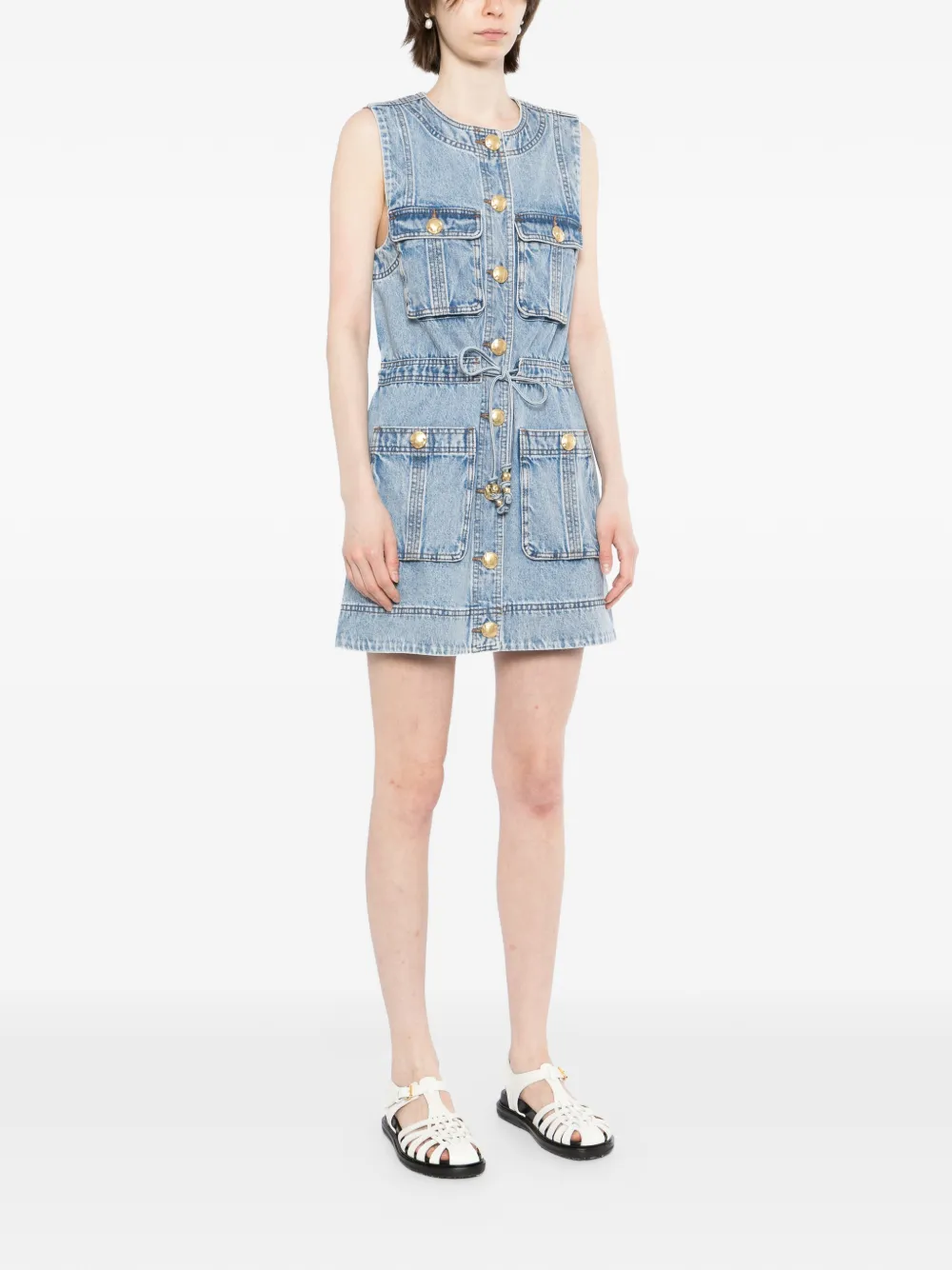 Aje Goldie denim jurk Blauw