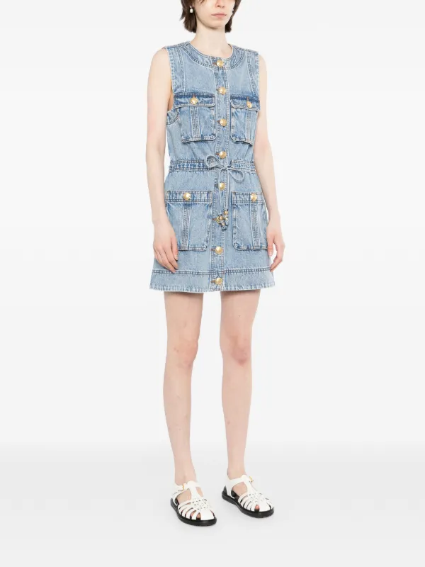 Aje Goldie Denim Mini Dress in Blue