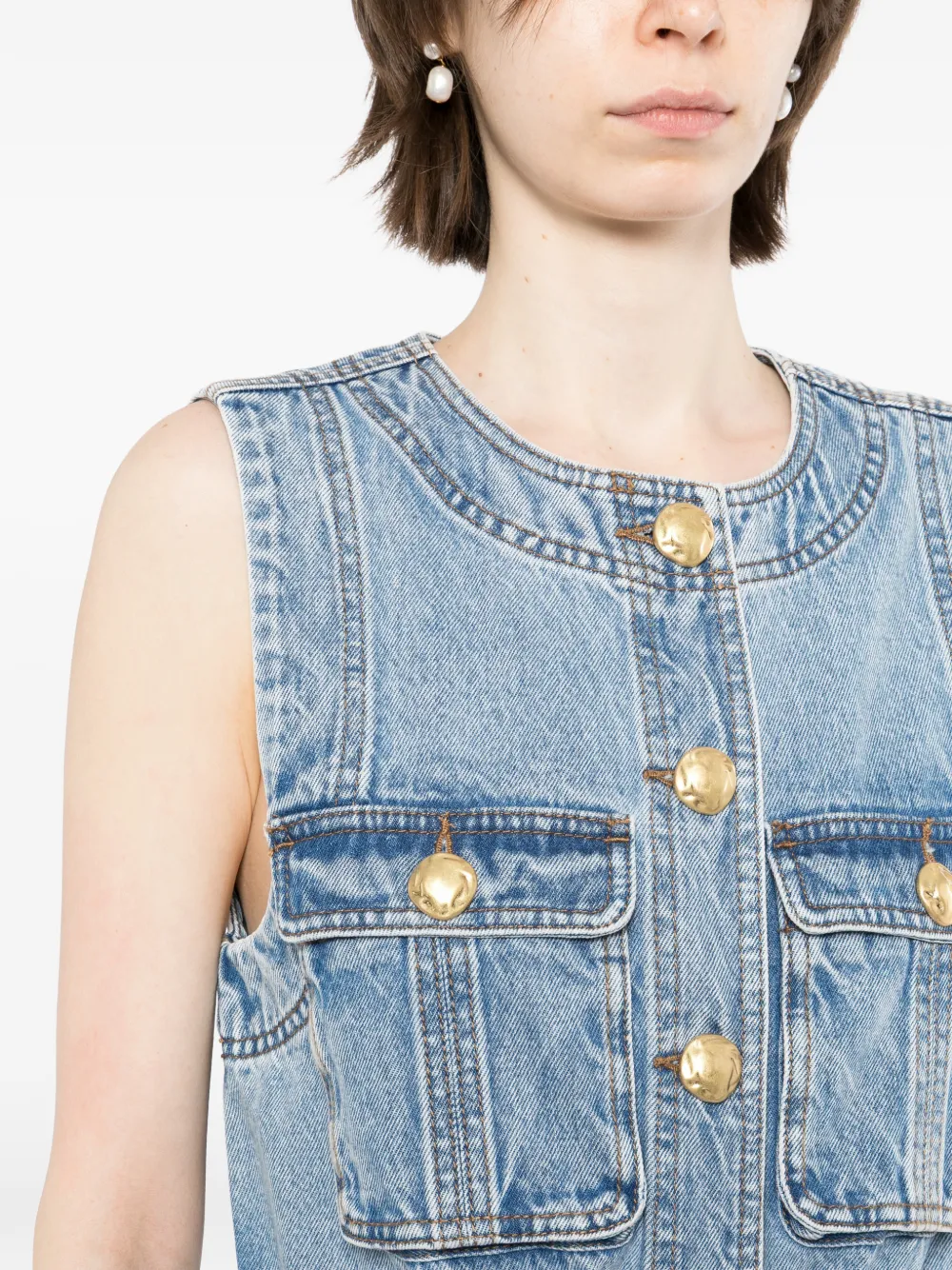 Aje Goldie denim jurk Blauw
