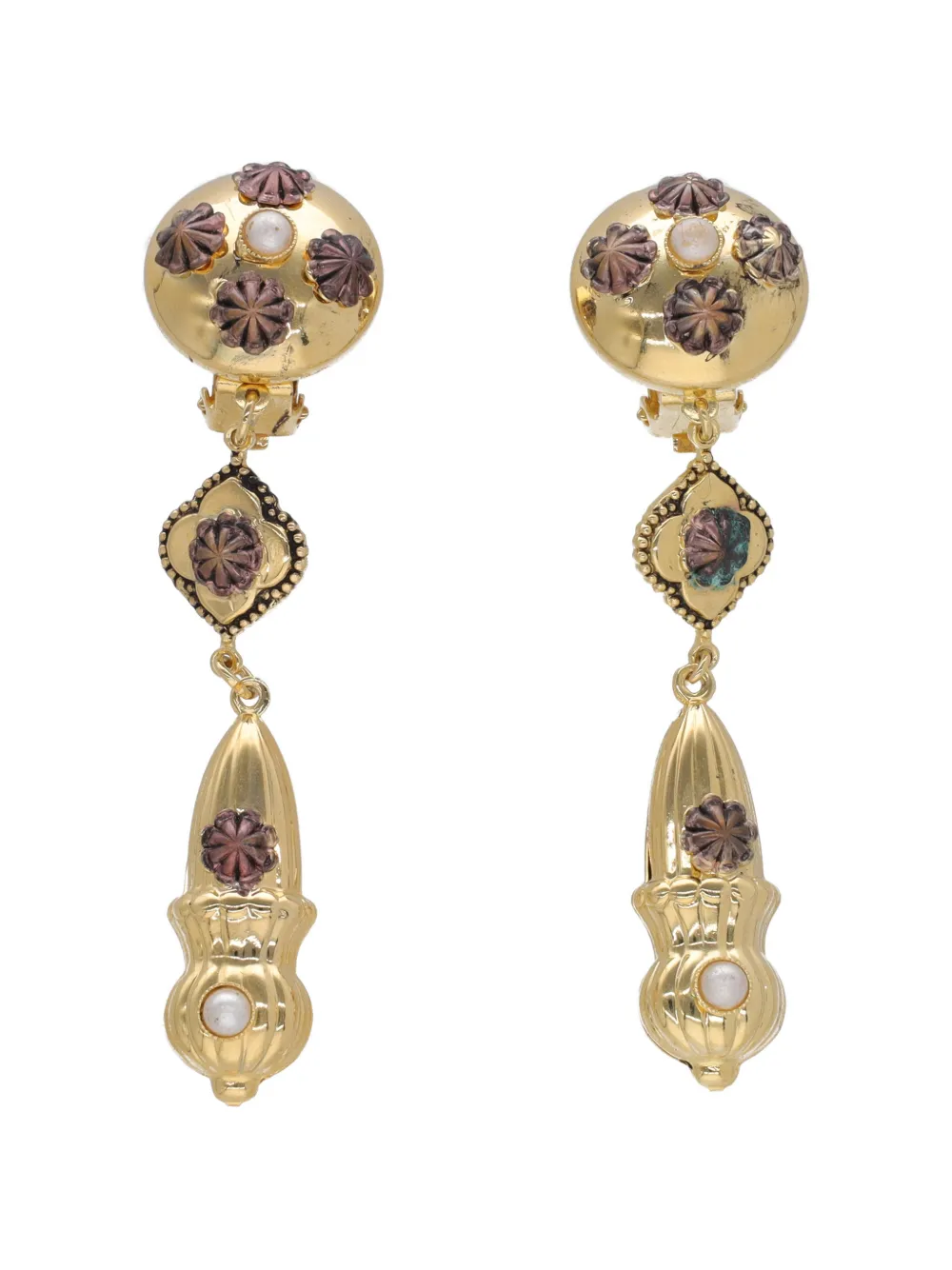 Vintage embellished drop earrings - Oro