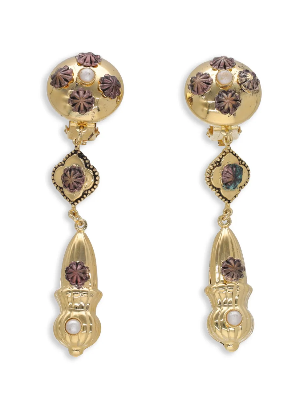 Vintage embellished drop earrings - Oro