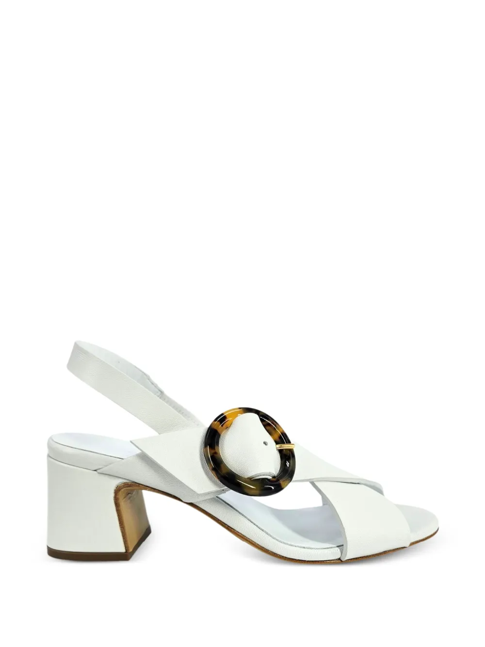 Madison.Maison buckle-detail slingback leather heeled sandals - White
