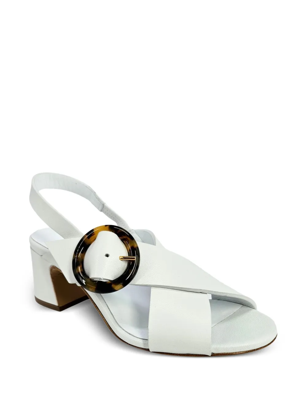 Madison.Maison buckle-detail slingback leather heeled sandals Wit