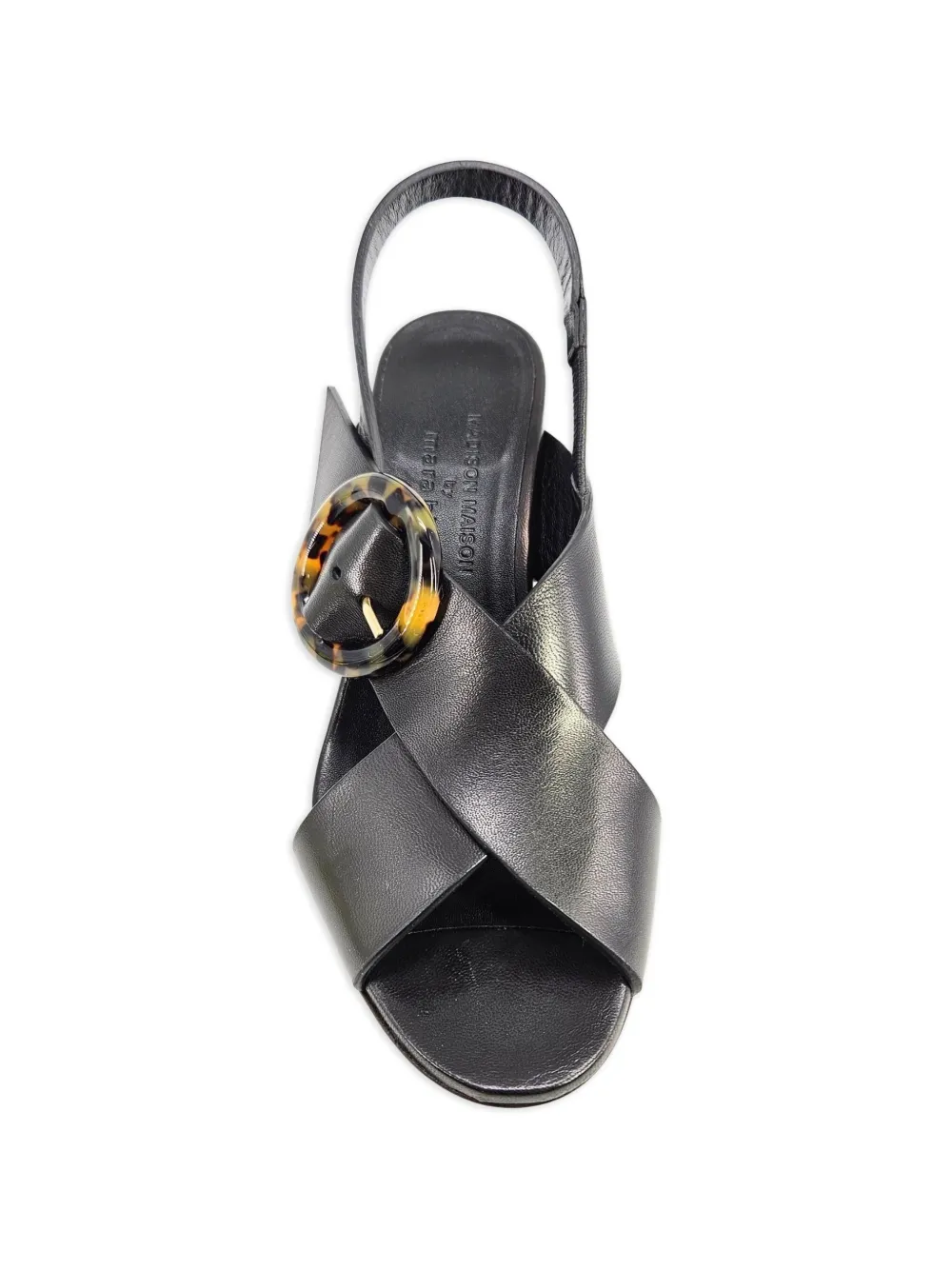 Madison.Maison buckle-detail slingback leather heeled sandals Zwart