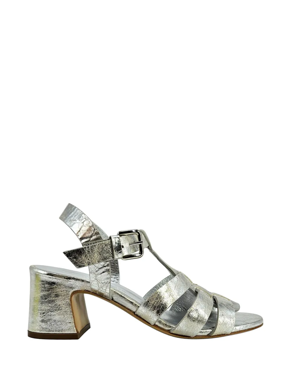 Madison.Maison metallic-effect leather heeled gladiator sandals - Silver