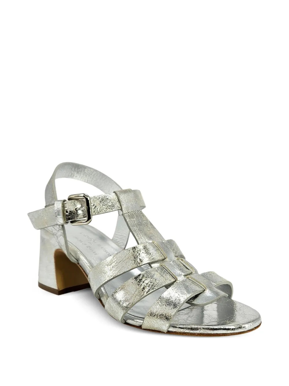 Madison.Maison metallic-effect leather heeled gladiator sandals Zilver