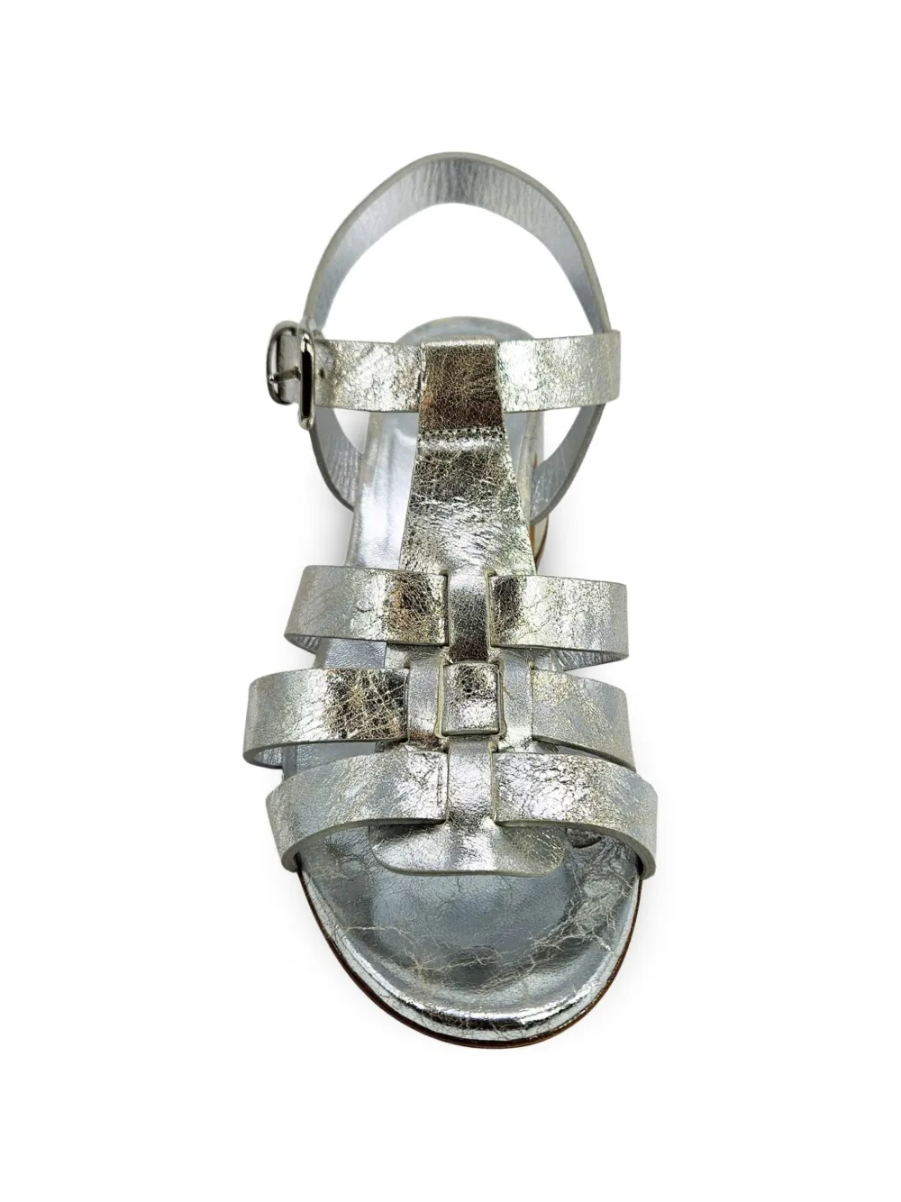 Madison.Maison metallic-effect leather heeled gladiator sandals Zilver