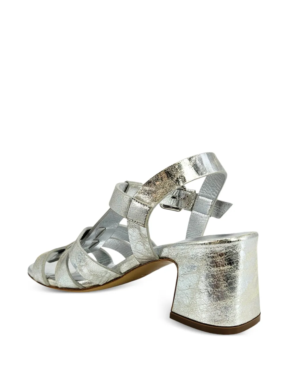 Madison.Maison metallic-effect leather heeled gladiator sandals Zilver