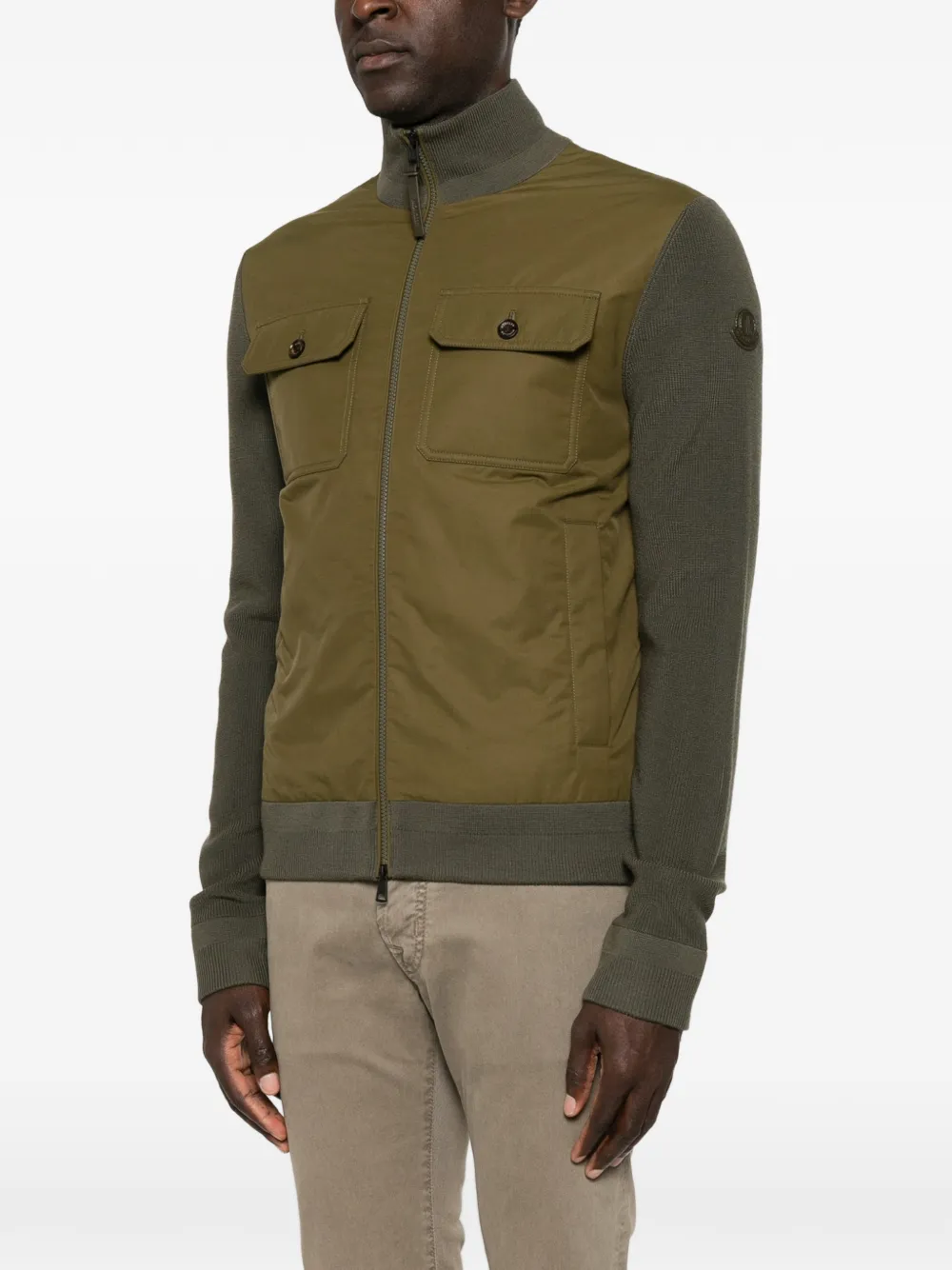 Moncler Trui met vlakken en rits Groen