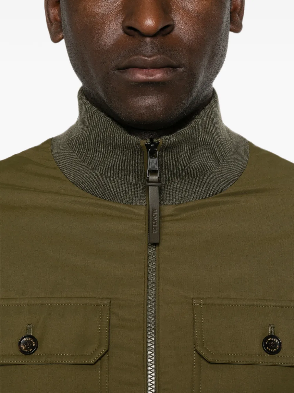 Moncler Trui met vlakken en rits Groen