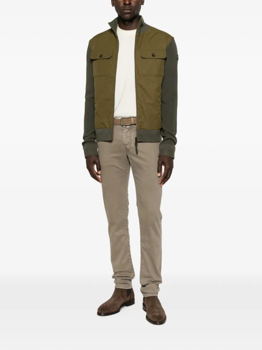 Moncler Trui met vlakken en rits Groen