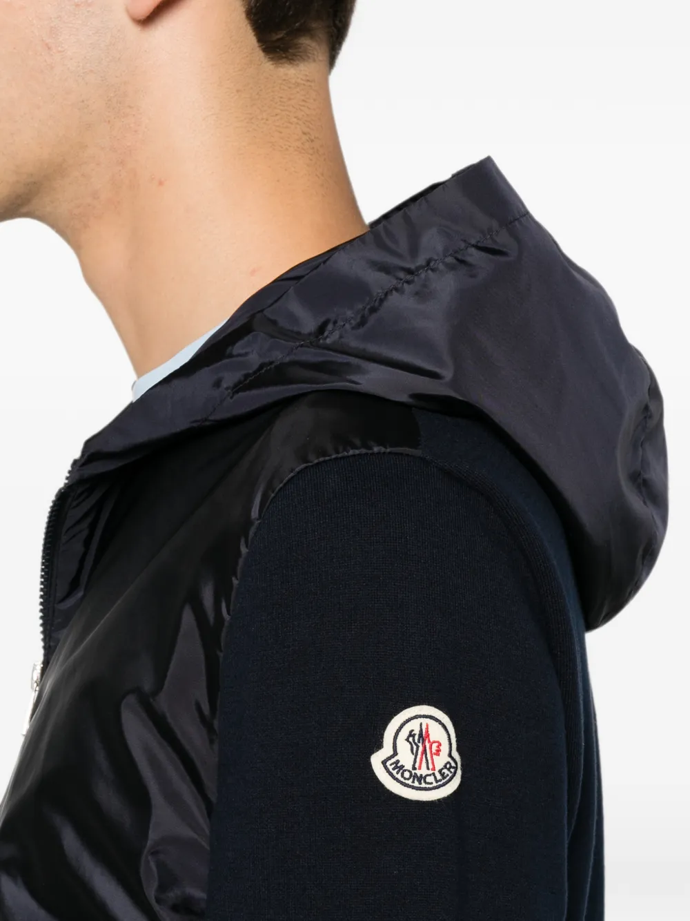 Moncler Hoodie van katoenblend met rits Blauw