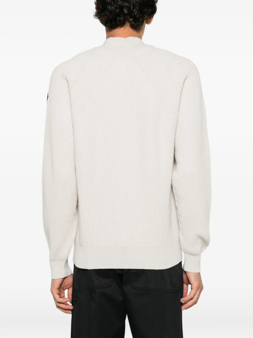 Moncler ribbed-knit zip-up cardigan Beige