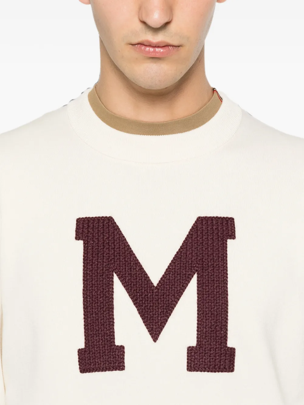 Moncler Trui van katoenblend met monogram Beige