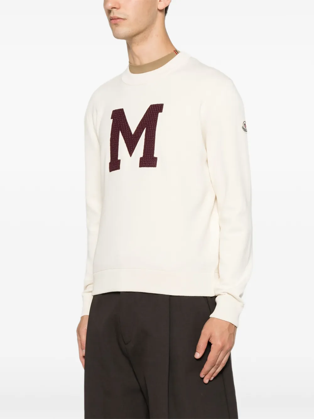 Moncler Trui van katoenblend met monogram Beige