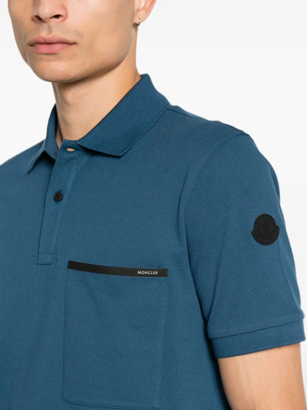 Moncler Poloshirt met logo-patch en borstzak Blauw