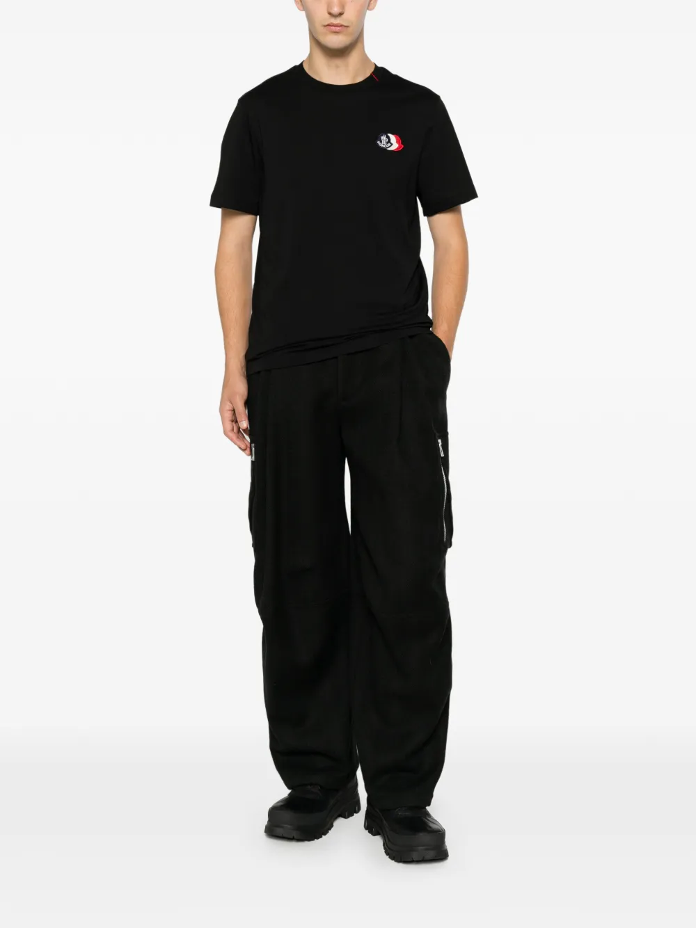 Moncler Katoenen T-shirt met logo Zwart