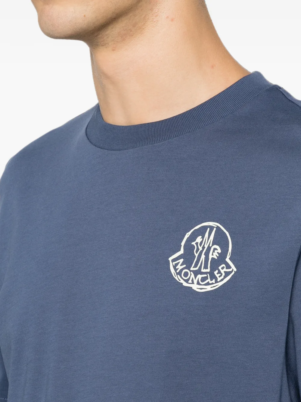 Moncler T-shirt met logoprint Blauw