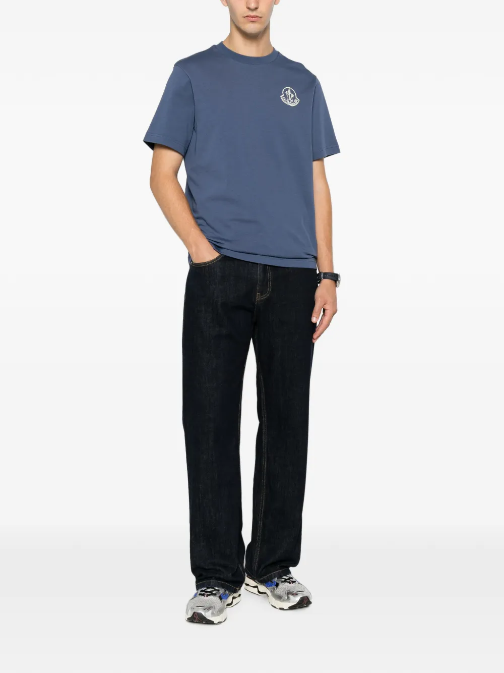 Moncler T-shirt met logoprint Blauw