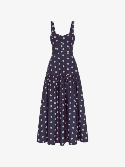 Nicholas Valeria dress - navy polka dot
