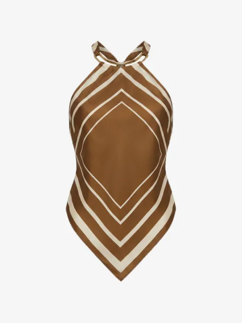Nicholas Skye top - spice ivory scarf print