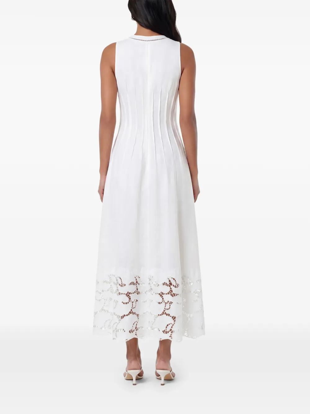 Nicholas Stina mouwloze jurk met broderie afwerking Wit